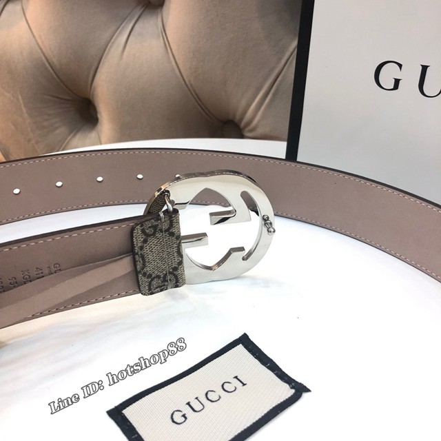 Gucci經典男士皮帶 古奇PVC人造帆布印花腰帶  jjp2524